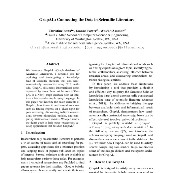 GrapAL: Connecting the Dots in Scientific Literature - ACL Anthology