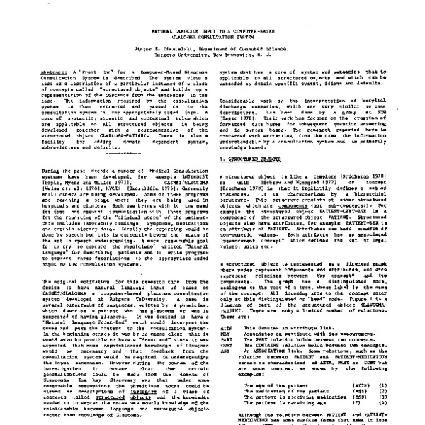 Natural Language Input to a Computer-Based Glaucoma Consultation System ...