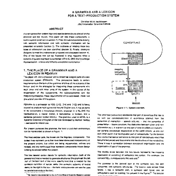 A Grammar and a Lexicon for a Text-Production System - ACL Anthology