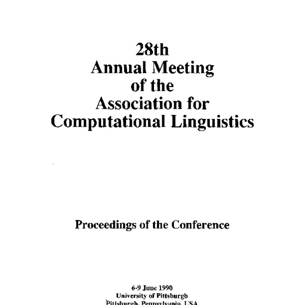 28th Annual Meeting of the Association for Computational Linguistics ...