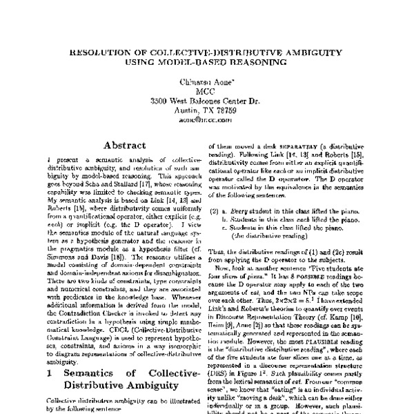 Resolution of Collective-Distributive Ambiguity Using Model-Based ...