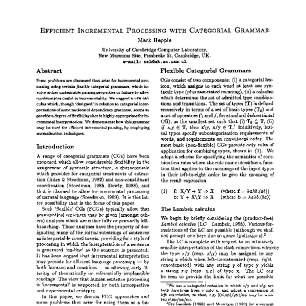 Efficient Incremental Processing With Categorial Grammar - ACL Anthology