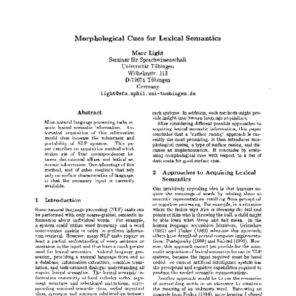 Morphological Cues for Lexical Semantics - ACL Anthology