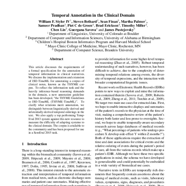 Temporal Annotation in the Clinical Domain - ACL Anthology