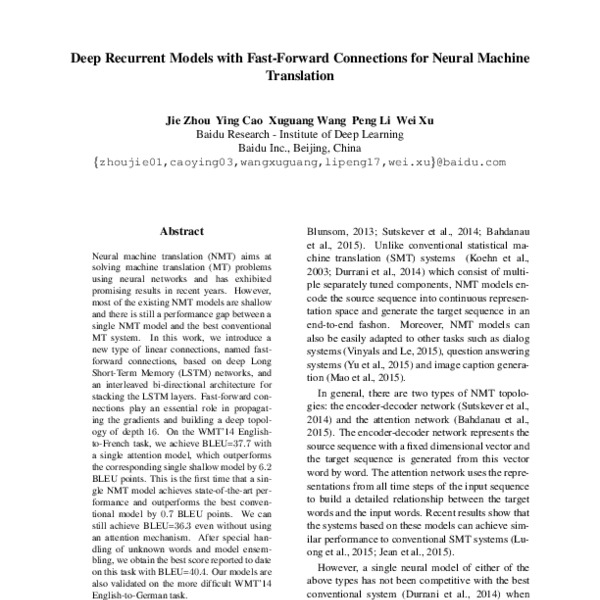 Deep Recurrent Models with Fast-Forward Connections for Neural Machine ...