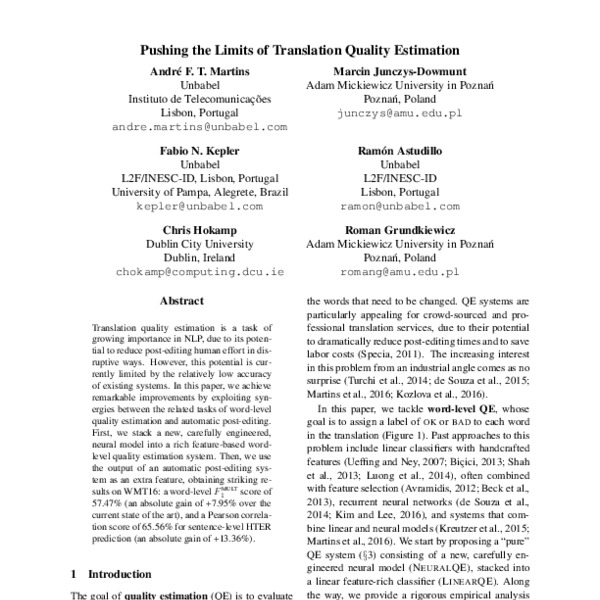 Pushing the Limits of Translation Quality Estimation - ACL Anthology
