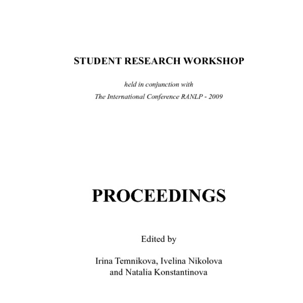 Proceedings of the Student Research ACL Anthology