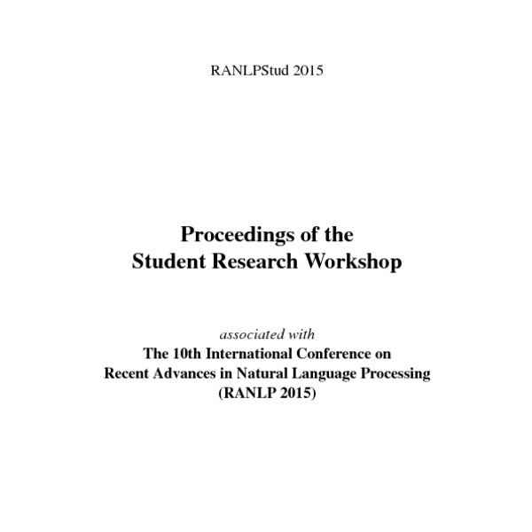 Proceedings of the Student Research ACL Anthology