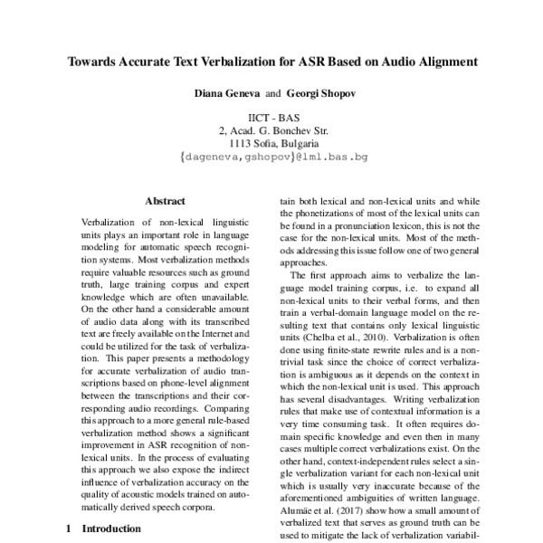 Towards Accurate Text Verbalization for ASR Based on Audio Alignment ...