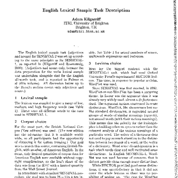 English Lexical Sample Task Description - ACL Anthology