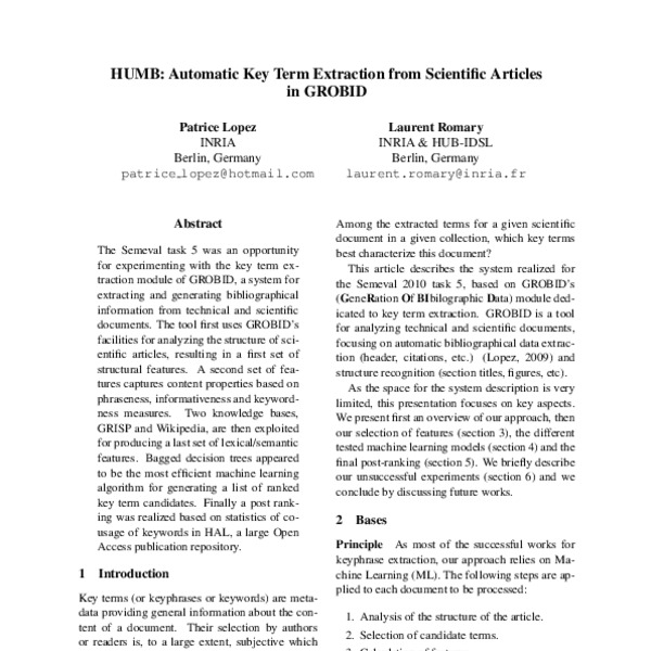 HUMB: Automatic Key Term Extraction from Scientific Articles in GROBID ...