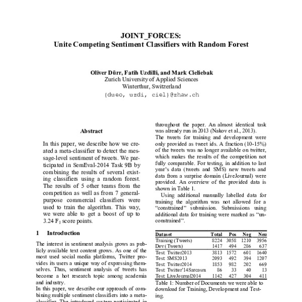 JOINT_FORCES: Unite Competing Sentiment Classifiers with Random Forest ...