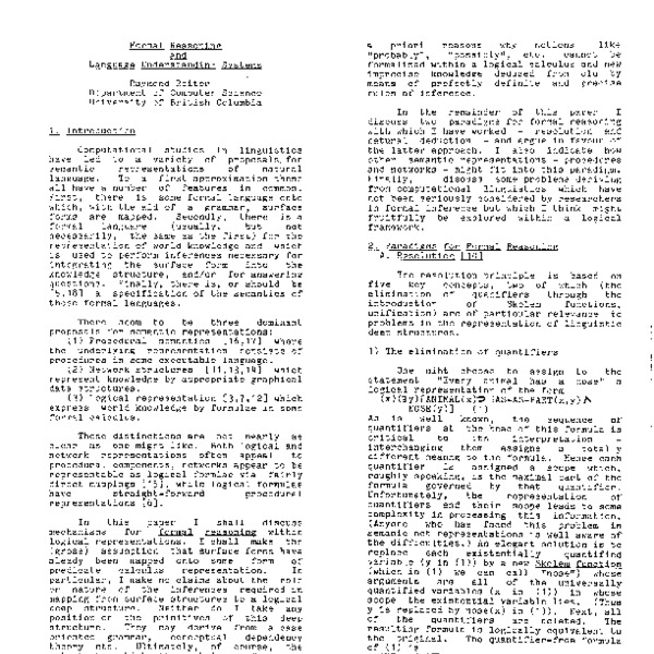 Formal Reasoning and Language Understanding System - ACL Anthology