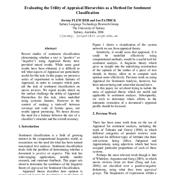 Evaluating The Utility Of Appraisal Hierarchies As A Method For 