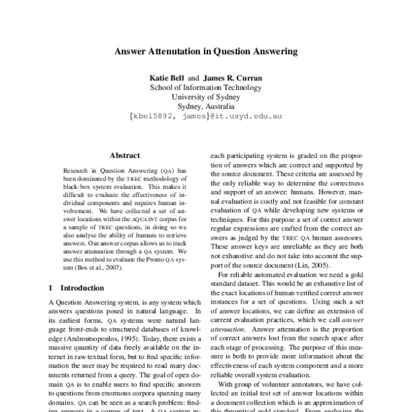 Answer Attenuation in Question Answering - ACL Anthology