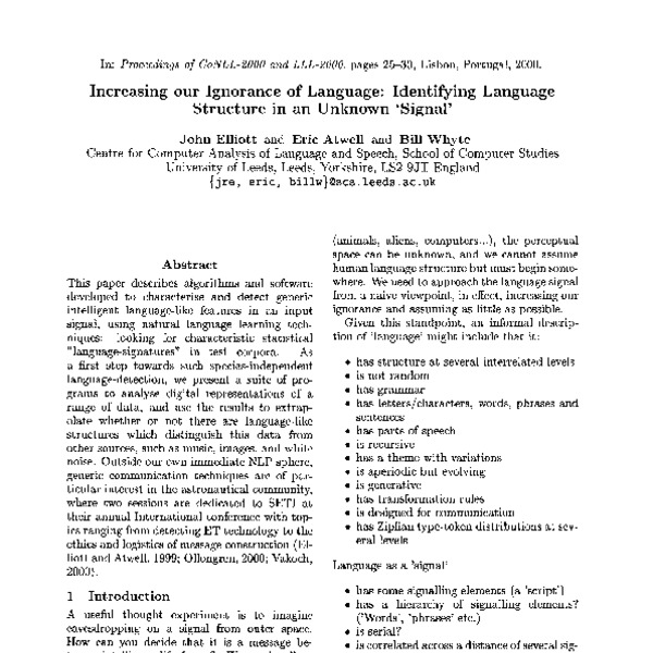 Increasing our Ignorance’ of Language: Identifying Language Structure ...