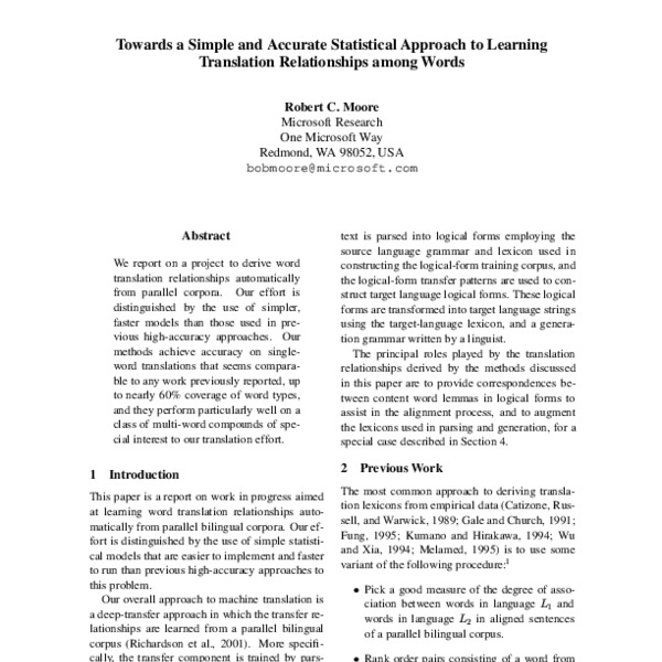 Towards a Simple and Accurate Statistical Approach to Learning ...