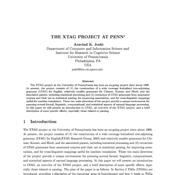 The XTAG Project at Penn - ACL Anthology