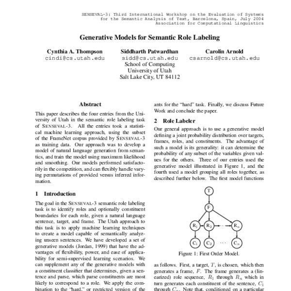Generative models for semantic role labeling - ACL Anthology
