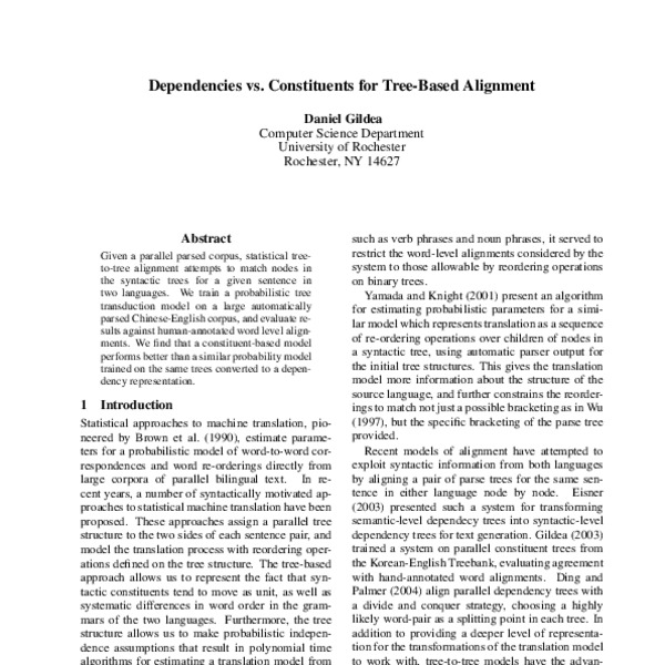 Dependencies vs. Constituents for Tree-Based Alignment - ACL Anthology