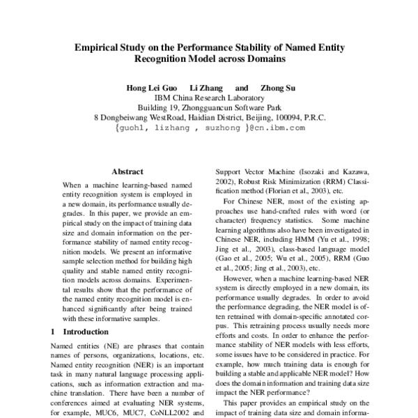 Empirical Study on the Performance Stability of Named Entity ...