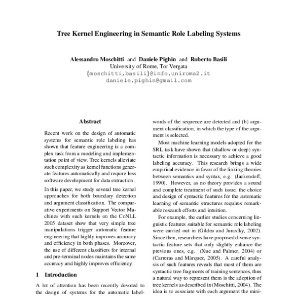 Tree Kernel Engineering in Semantic Role Labeling Systems - ACL Anthology