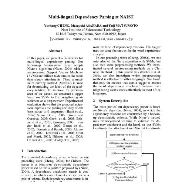 Multi-lingual Dependency Parsing at NAIST - ACL Anthology