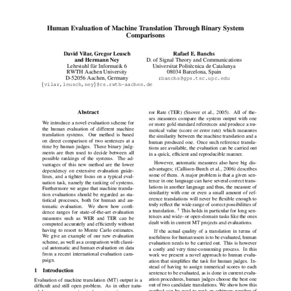 Human Evaluation of Machine Translation Through Binary System ...