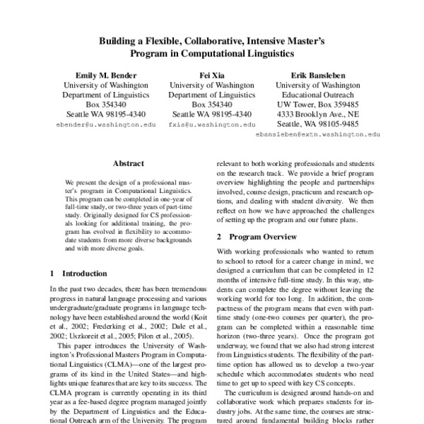 Building a Flexible, Collaborative, Intensive Master’s Program in ...