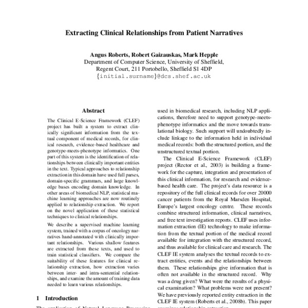 Extracting Clinical Relationships from Patient Narratives - ACL Anthology