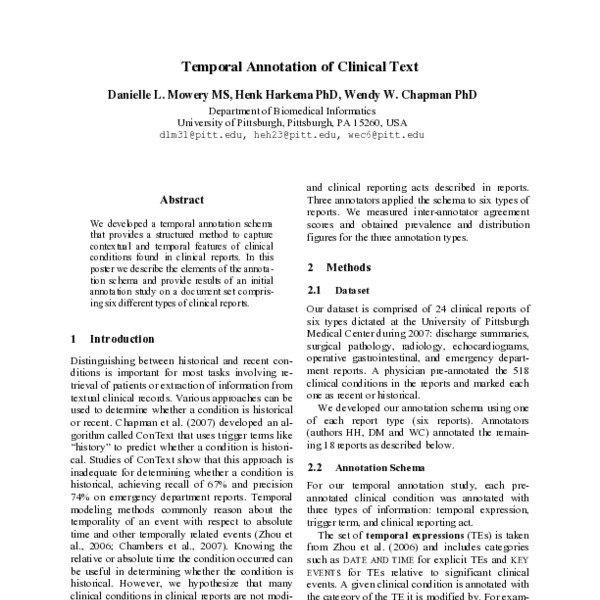 Temporal Annotation of Clinical Text - ACL Anthology