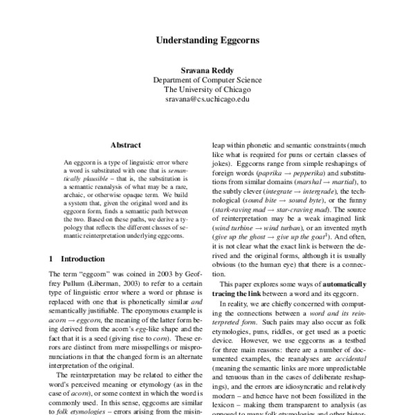 Understanding Eggcorns - ACL Anthology