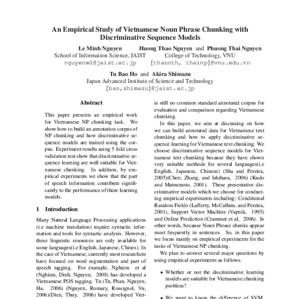 An Empirical Study of Vietnamese Noun Phrase Chunking with ...