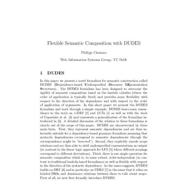 Flexible Semantic Composition with DUDES (short paper) ACL Anthology