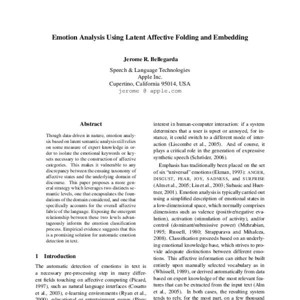 Emotion Analysis Using Latent Affective Folding and Embedding - ACL ...