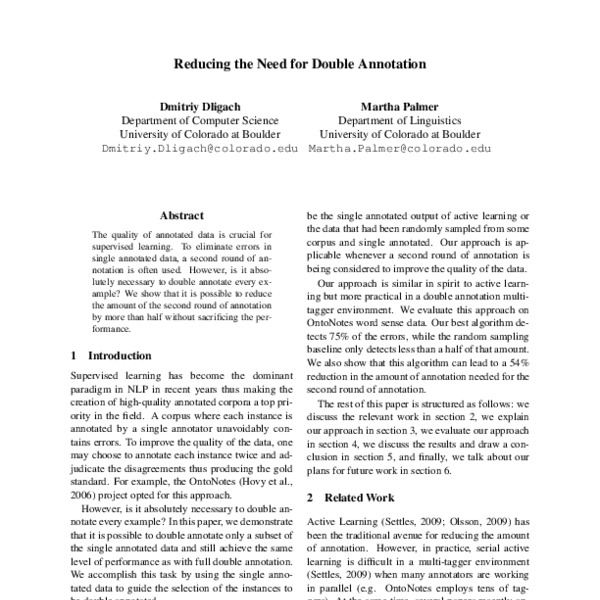 Reducing the Need for Double Annotation - ACL Anthology