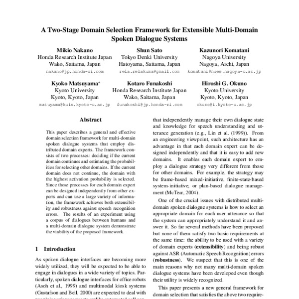 A Two-Stage Domain Selection Framework for Extensible Multi-Domain ...