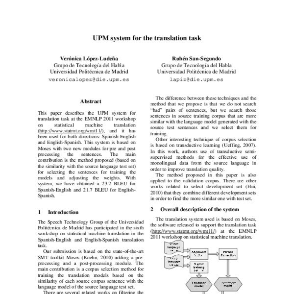 UPM system for the translation task - ACL Anthology