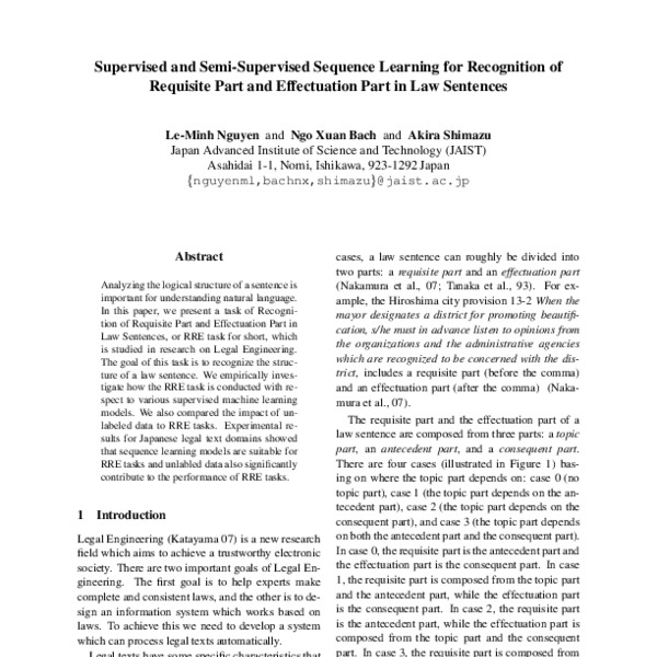 Supervised and Semi-Supervised Sequence Learning for Recognition of ...