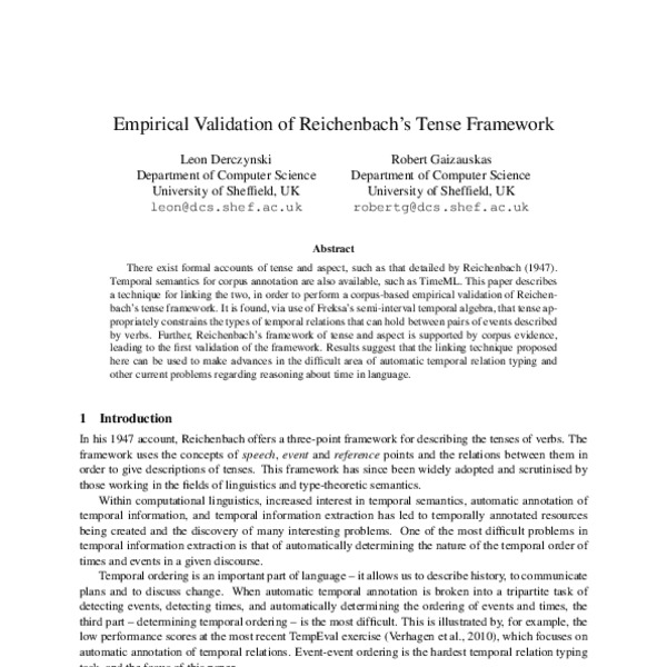 Empirical Validation of Reichenbach’s Tense Framework - ACL Anthology