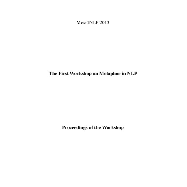 Proceedings of the First Workshop on Metaphor in NLP - ACL Anthology