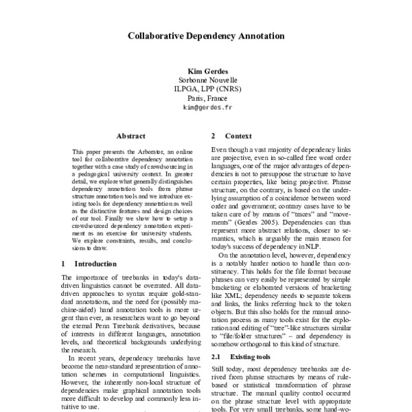 Collaborative Dependency Annotation - ACL Anthology