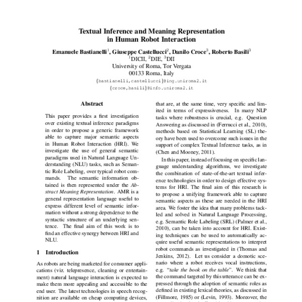 Textual Inference and Meaning Representation in Human Robot Interaction ...