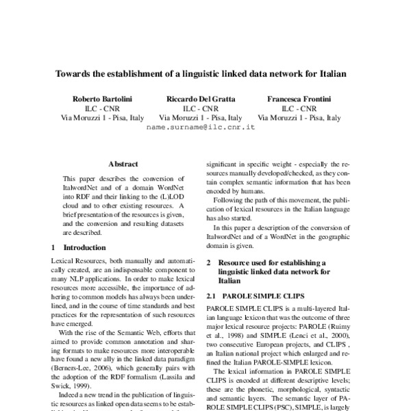 Towards the establishment of a linguistic linked data network for ...