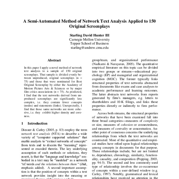 A Semi-Automated Method of Network Text Analysis Applied to 150 ...