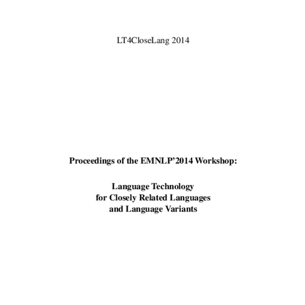 Proceedings of the EMNLP’2014 on Language Technology for