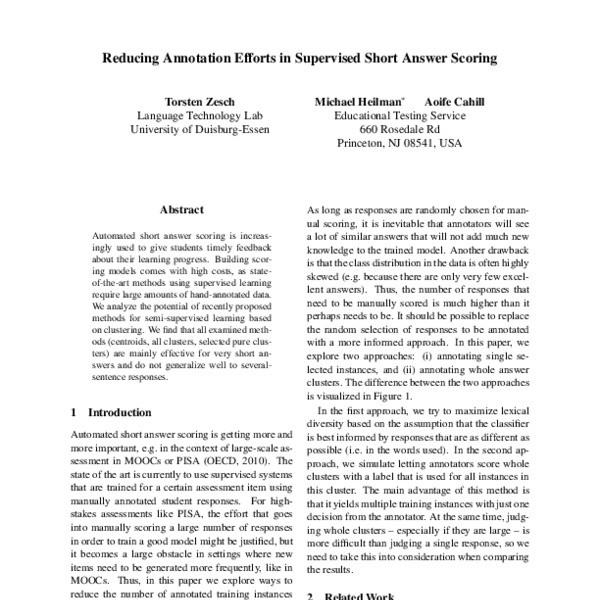 Reducing Annotation Efforts in Supervised Short Answer Scoring - ACL ...