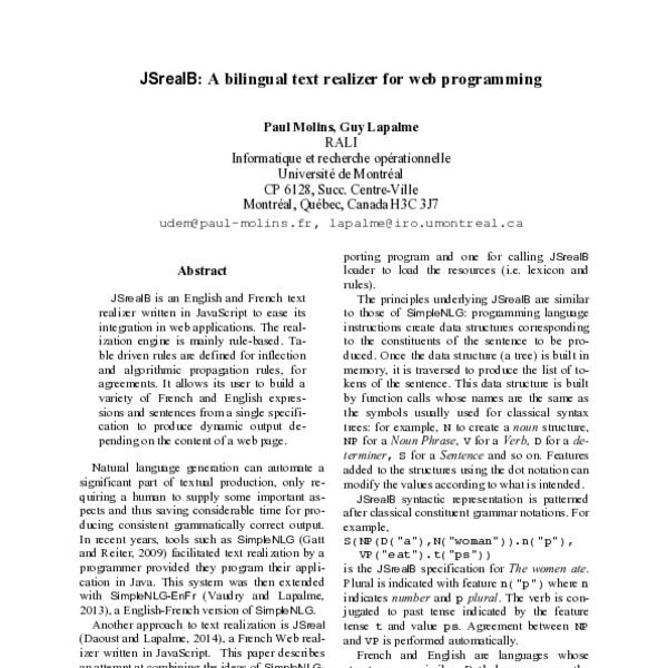 JSrealB: A Bilingual Text Realizer for Web Programming - ACL Anthology