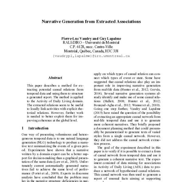 Narrative Generation from Extracted Associations - ACL Anthology