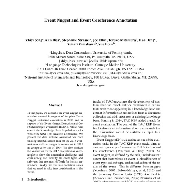 Event Nugget and Event Coreference Annotation - ACL Anthology
